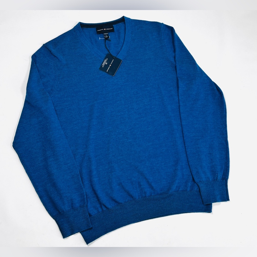 Sweater Blue V-Neck Sweater L Merino Blend